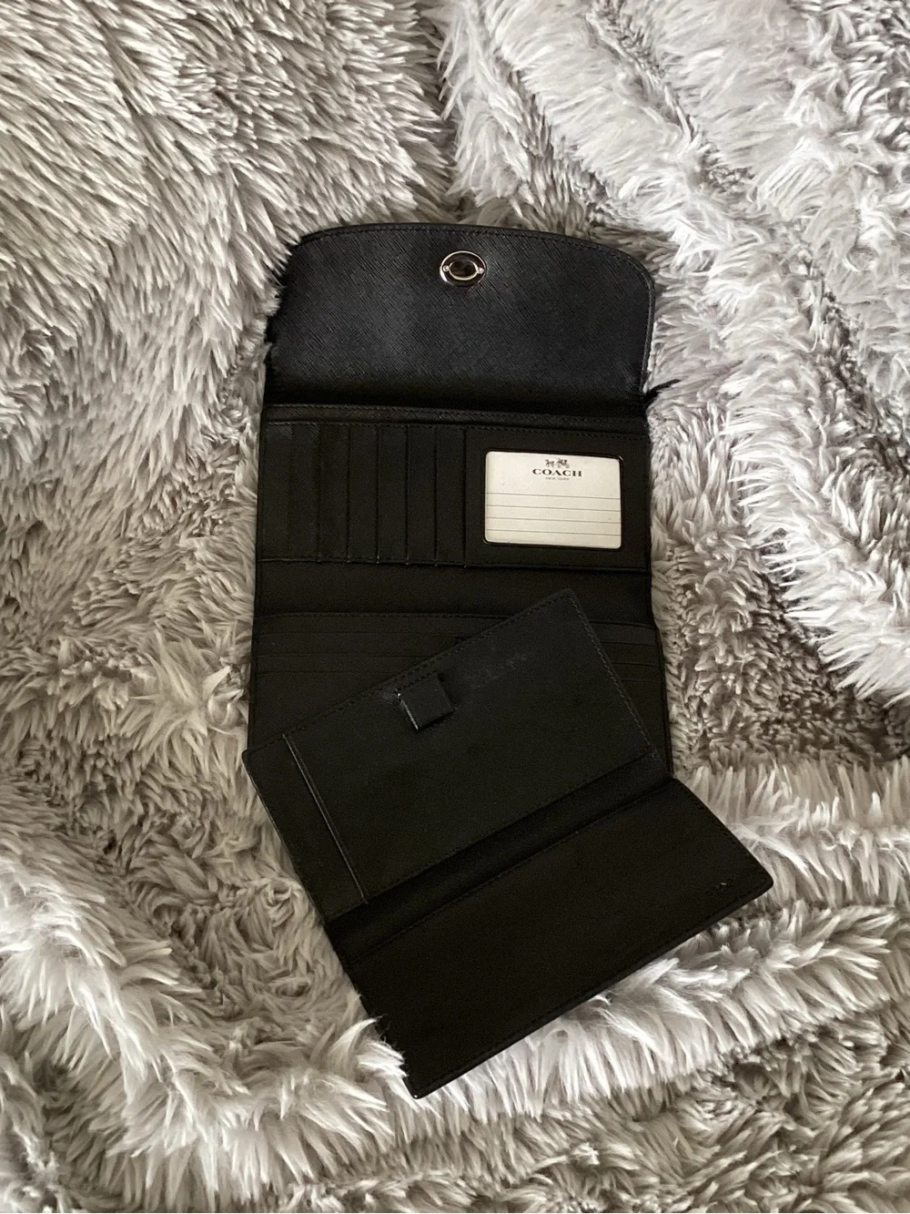 Coach Everyday Black Leather Wallet with Turn-Lock Closure